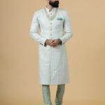 Alluring Mint Green Floral Thread Embroidered Sherwani | Father Son Combo | Jaipurio Collection